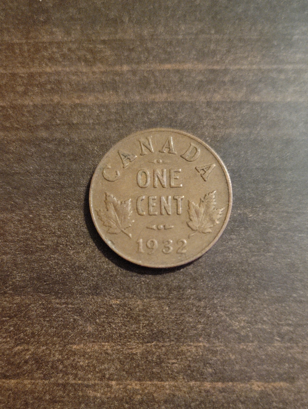 Vintage 1932 Canada One Cent Coin - Brown Finish